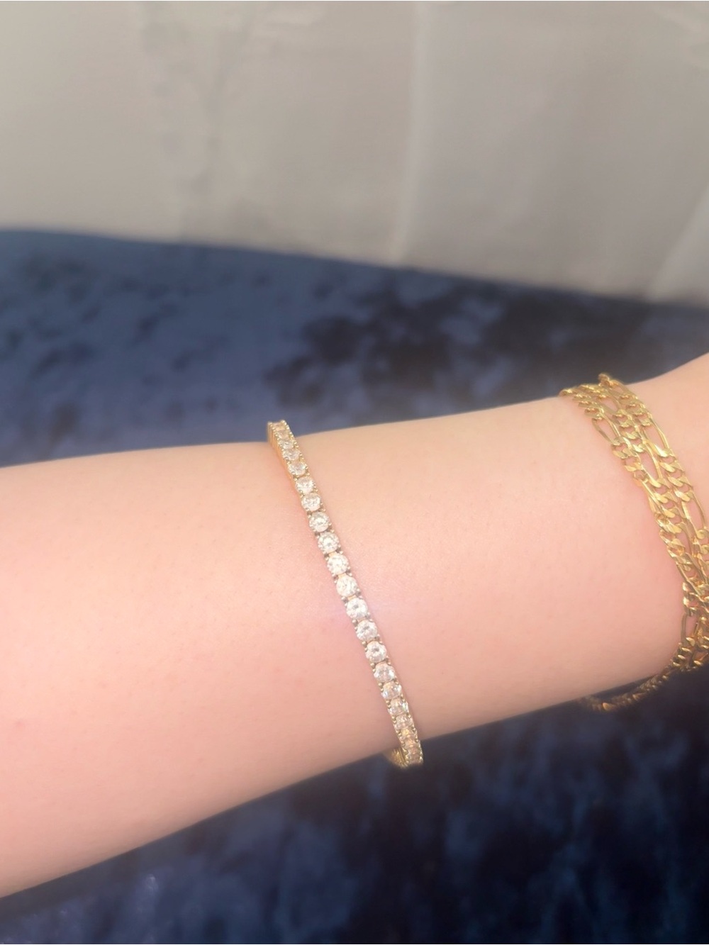 Gold Tennis Bracelet with Diamonds (read description)